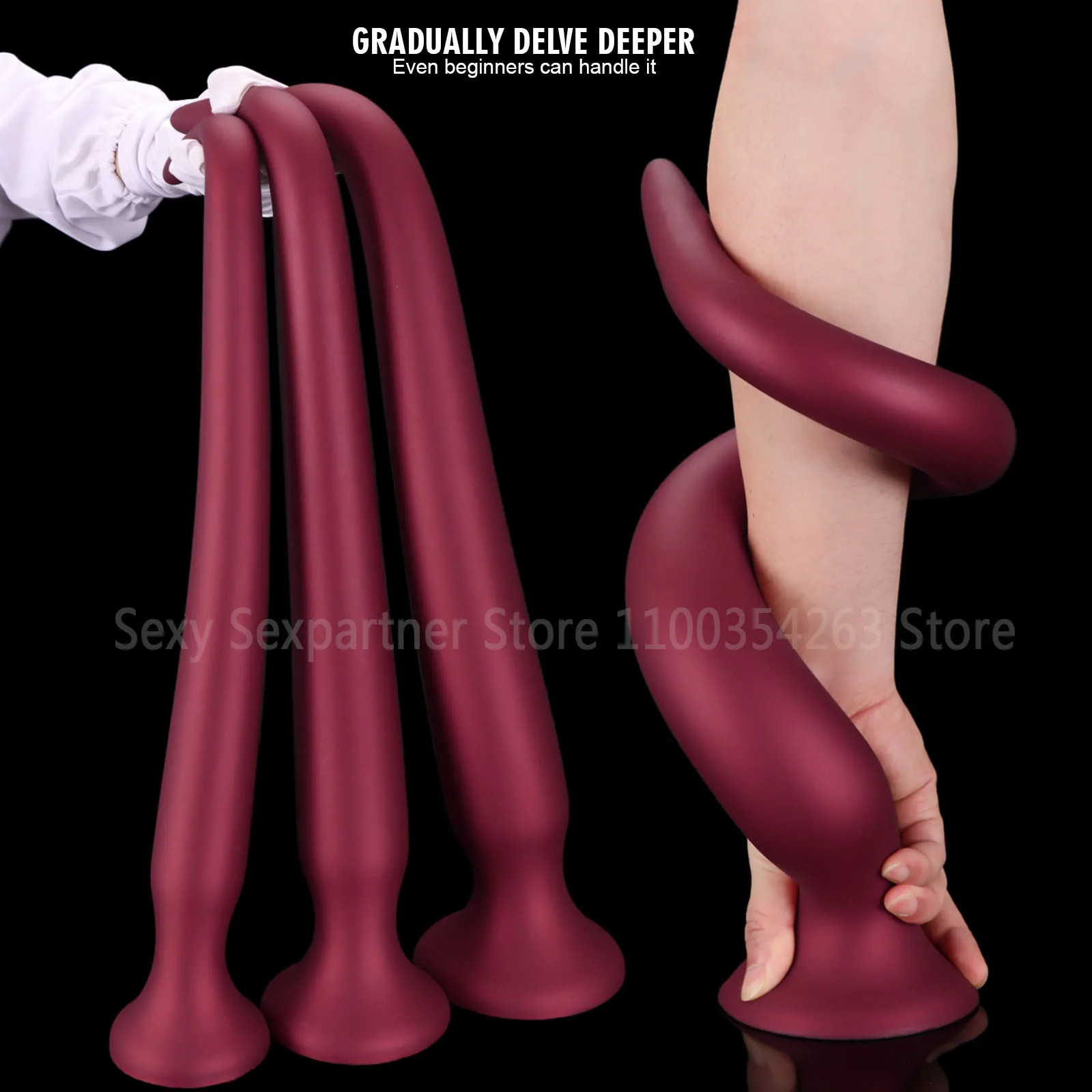 Plug anal super long en silicone avec ventouse, énorme dilatateur anal, godemichet anal, massage de la prostate, jouets pour adultes pour couples_voghion.com