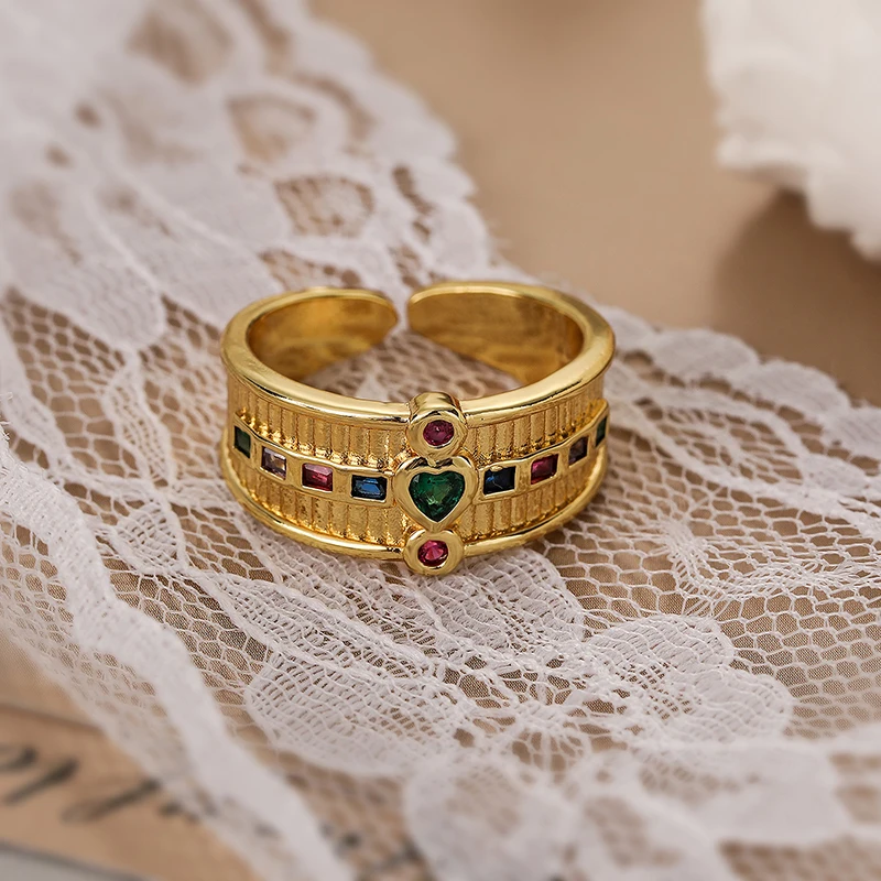 GANPUP Funkelnde Bunte Zirkon Geometrische Fingerringe für Frauen Mode Neuer Trend Verstellbarer Ring Schmuck Geschenk Party Kольцо – Detail 4
