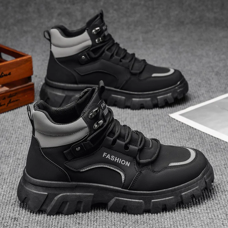الشتاء أحذية رجالي جديد تنفس عالية الجودة أحذية عمل الرجال المألوف ومتعددة الاستخدامات سميكة سوليد المضادة للانزلاق أحذية بوت قصيرة غير رسمية #3