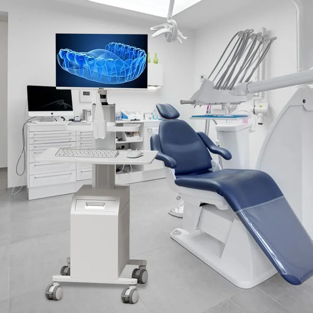 Lodden OC-5 Scanner Cart with 360° Rotation - Aviation Aluminum/CE Certified Medical Mobile Trolley for Dental Clinics