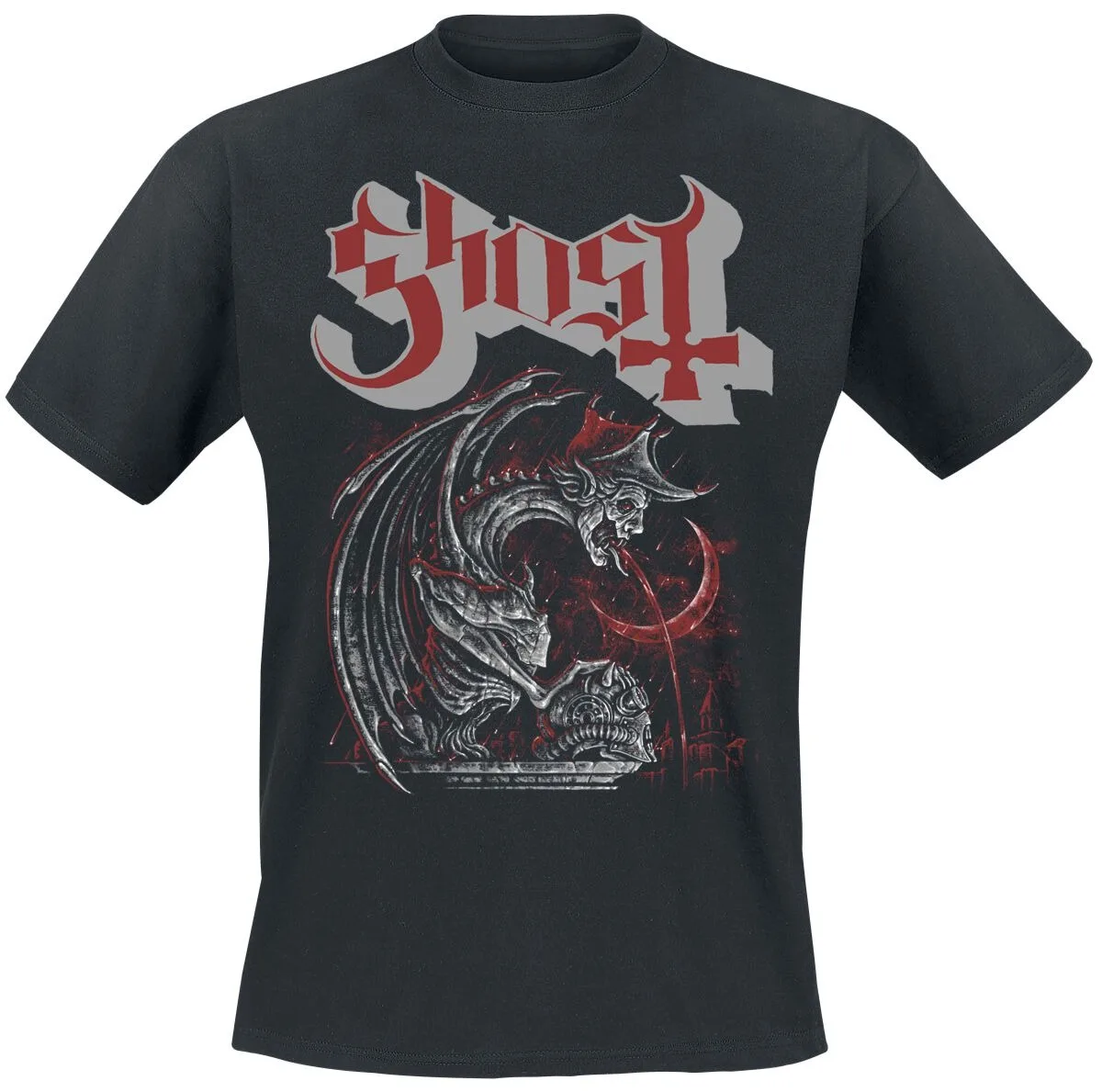 Ghost Gargoyle Night Print Cotton T-shirt Men Women Metal Band Unisex Short Sleeve Tee
