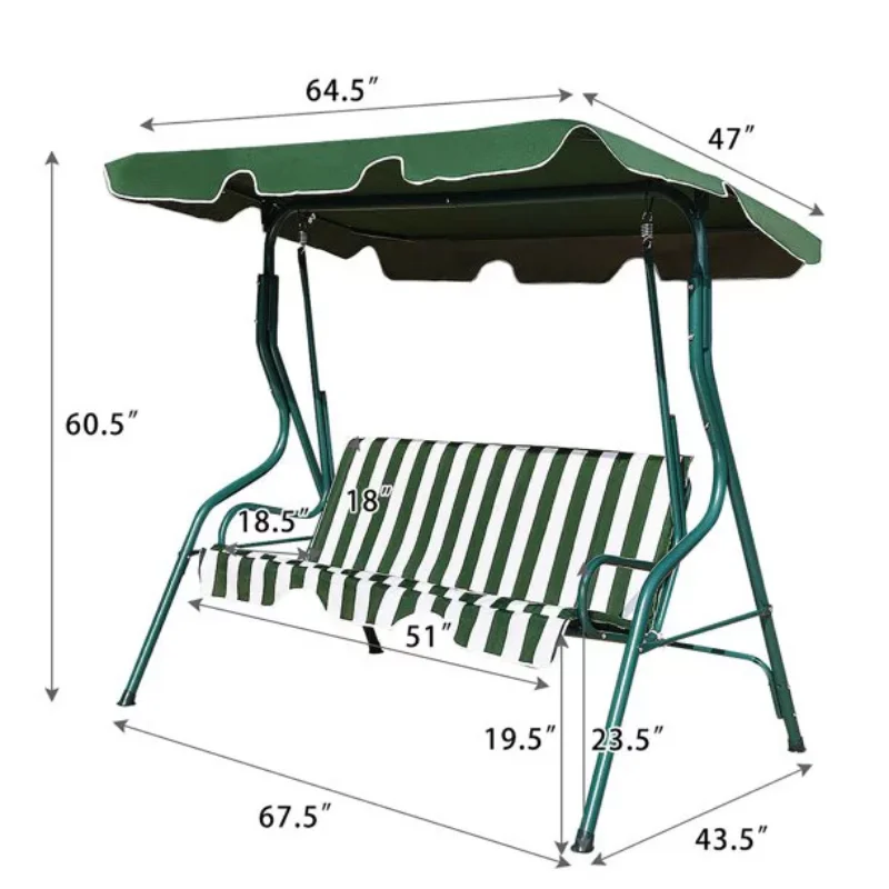 SKONYON Outdoor Swing Canopy Patio Swing Chair 3 Person Canopy Hammock swing chair outdoor hanging chair