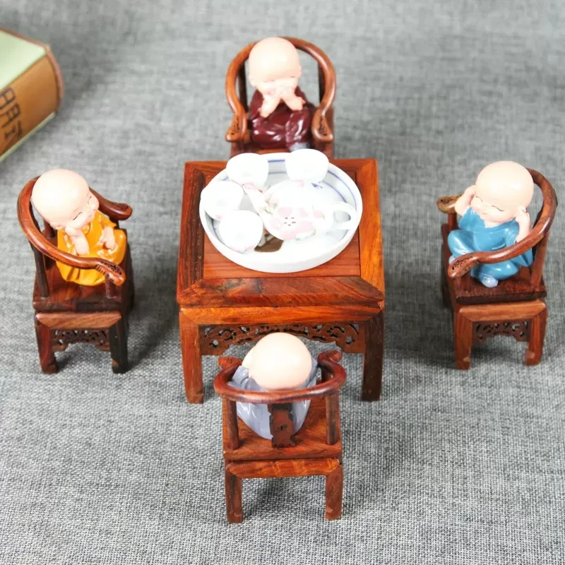 Ming and Qing Miniature Furniture Models, Red Sour Branches, Eight Immortals Table, official Hat Chair, Circle Chair