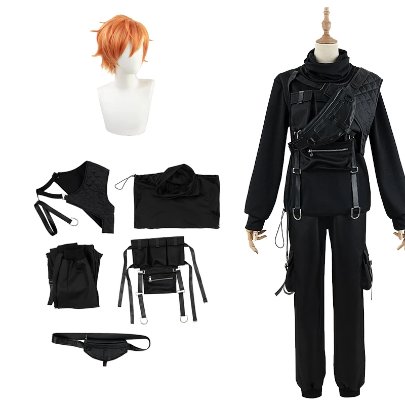 Kendonome Akito Cosplay Costume pour hommes, tenues d'Halloween noires, uniformes de scène colorés, projet Sekai, VBS Akito, PJSK