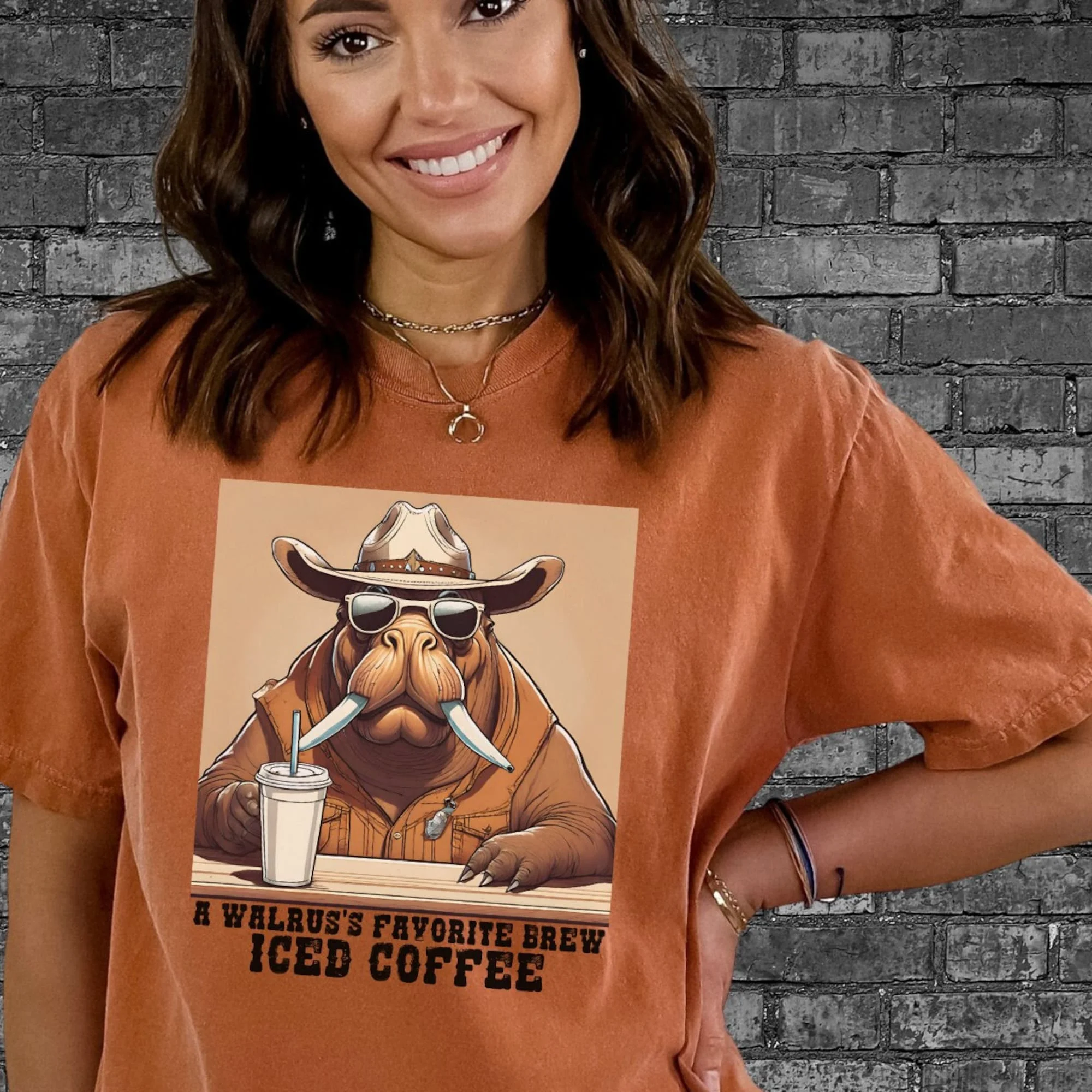 Iced Coffee Lovers Tshirt,Barista Shirt,Funny Animal,Trendy Coffee,Walrus,Walrus Merch