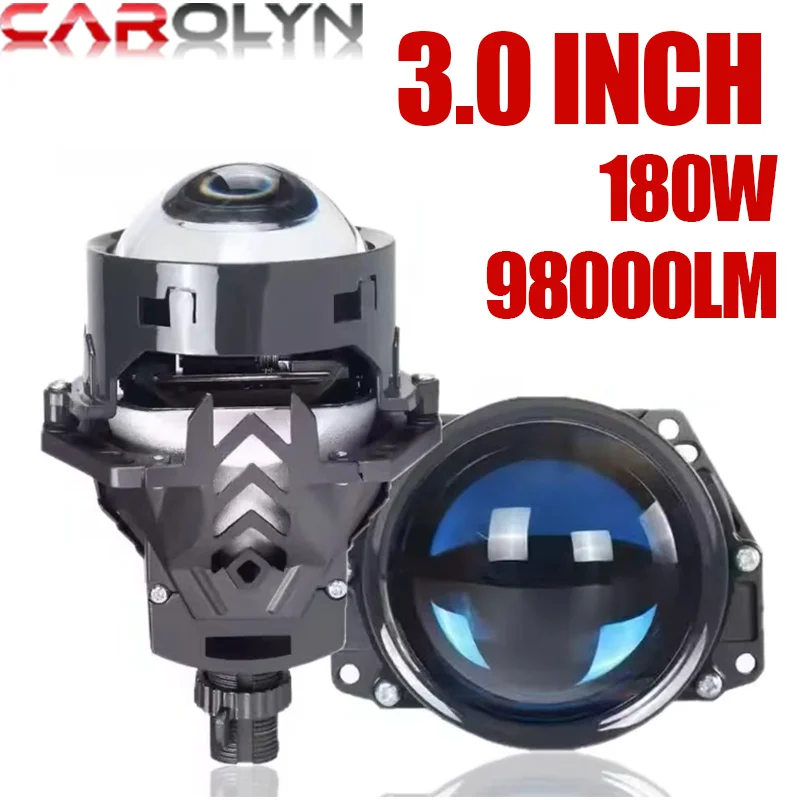 

carolyn 3,0-дюймовые двухсветодиодные линзы проектора H4 H7 9005 9006 180 Вт 98000LM двойные линзы двойной свет дальнего ближнего света для VW Audi