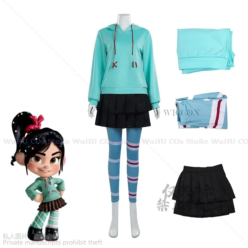 Anime Vanellope Von Cos Schweetz Cosplay Costume Wreck Cos It Cos Ralph Suit Pants Halloween Outfits Clothes For Women Men Party