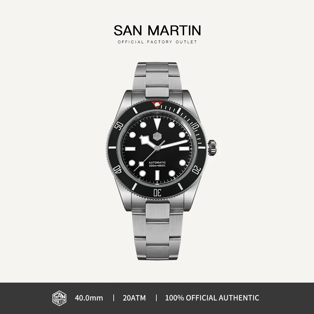 

San Martin 40mm Retro Luxury Diver Watch NH35 Automatic Mechanical Watches for Men with Sapphire 200m Waterproof Luminous SN0008