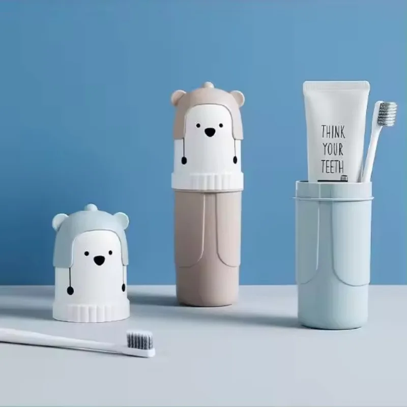 Cute Portable Toothbrush Holder Box Travel Toothbrush Cup Mouthwash Cup Toothpaste Storage Container Bathroom Outdoor Supplies