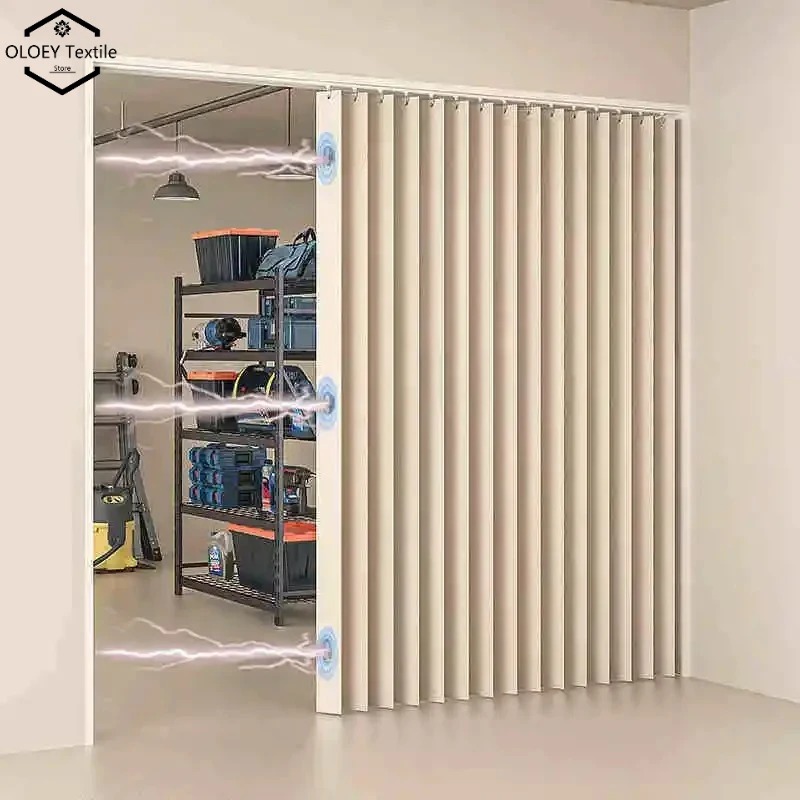 Simple Pleated Folding Door Curtains for Closet Blackout Room Divider Natural Valance with Hooks Accordion Style Privacy Screen