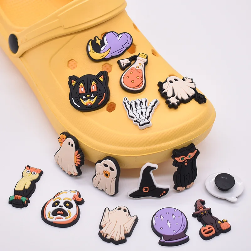 Halloween Pumpkin Terror Skeleton Shoes Charm Decorations Cute Cartoon PVC Decorations Detachable Waterproof For Party Gifts