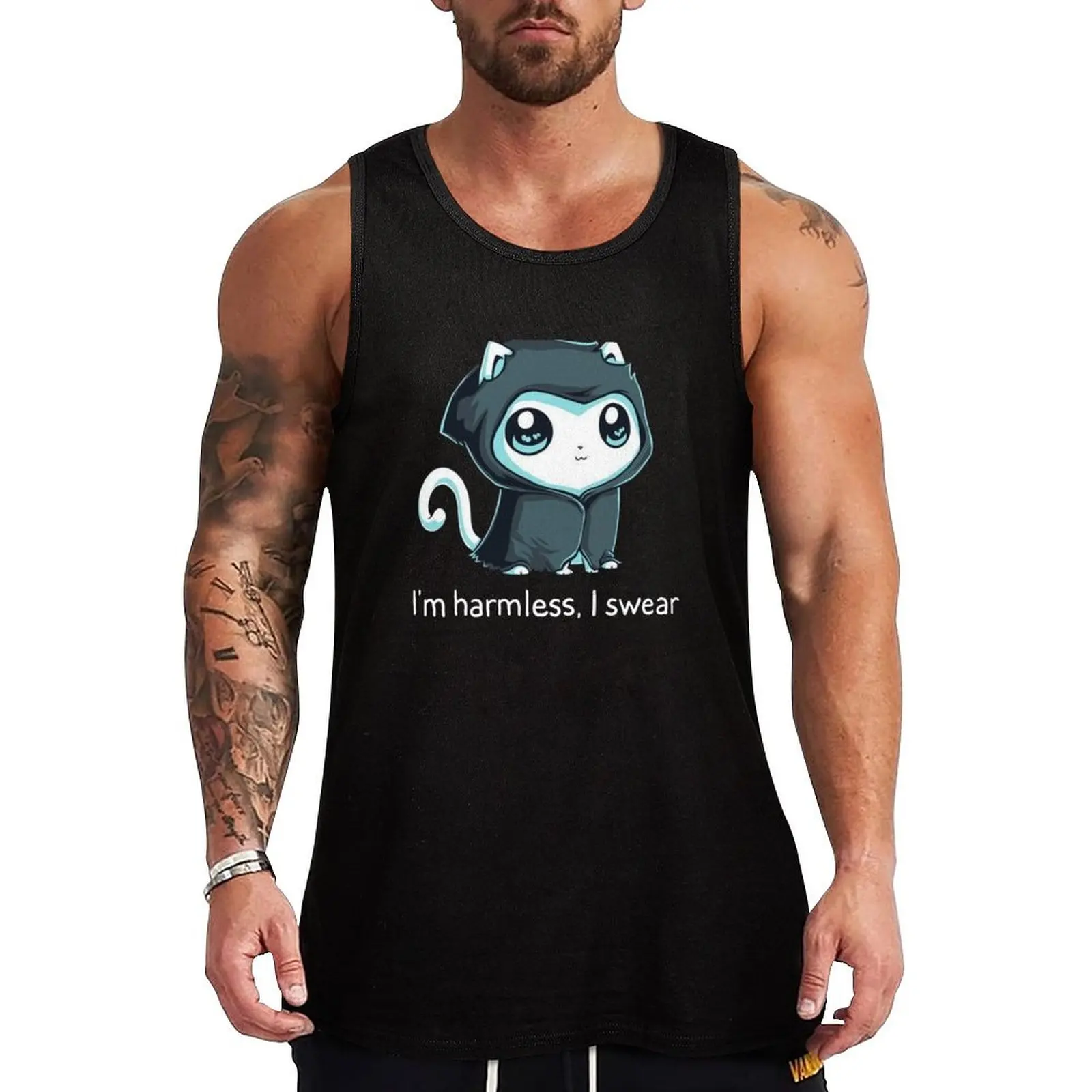 

I'm harmless I swear Tank Top Men's sleeveless gym shirts t-shirts man gym shirt man Men's clothing