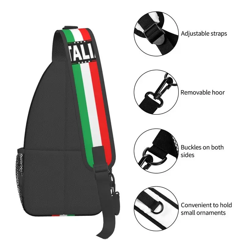 Bolso de pecho personalizado con bandera de Italia, mochila de hombro tipo bandolera con orgullo italiano personalizado para hombres, mochila de viaje