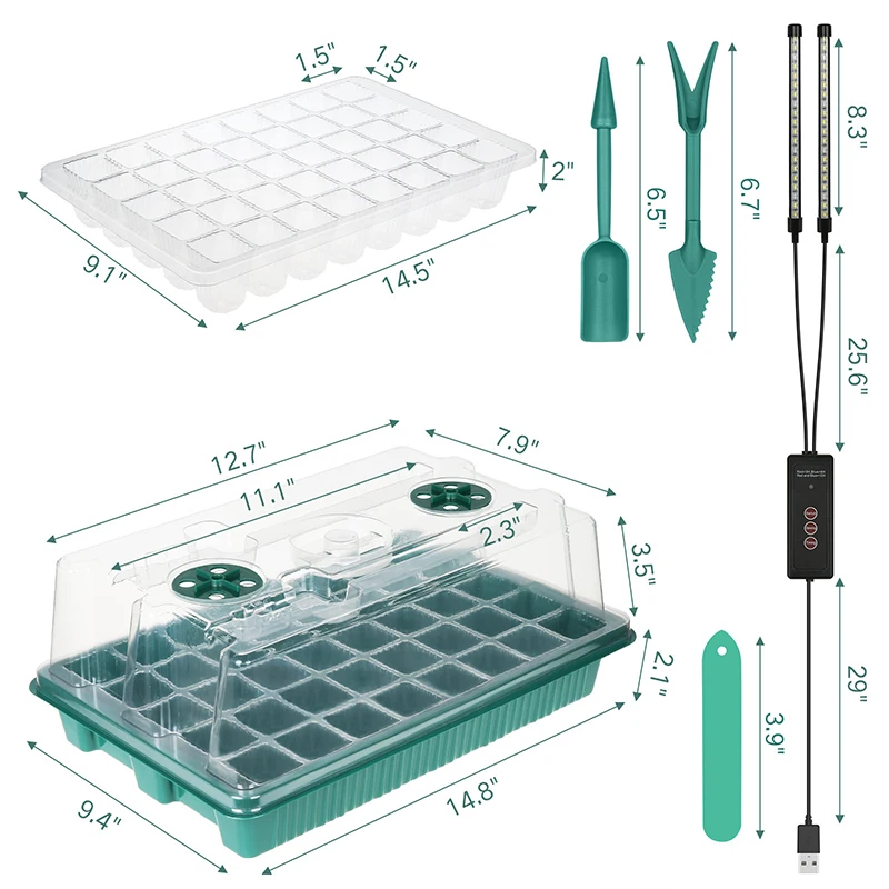 أداة نشر صغيرة مكونة من 40 خلية، صينية بلاستيكية للنباتات مع أغطية مع صينية بداية البذور الخفيفة مع غطاء