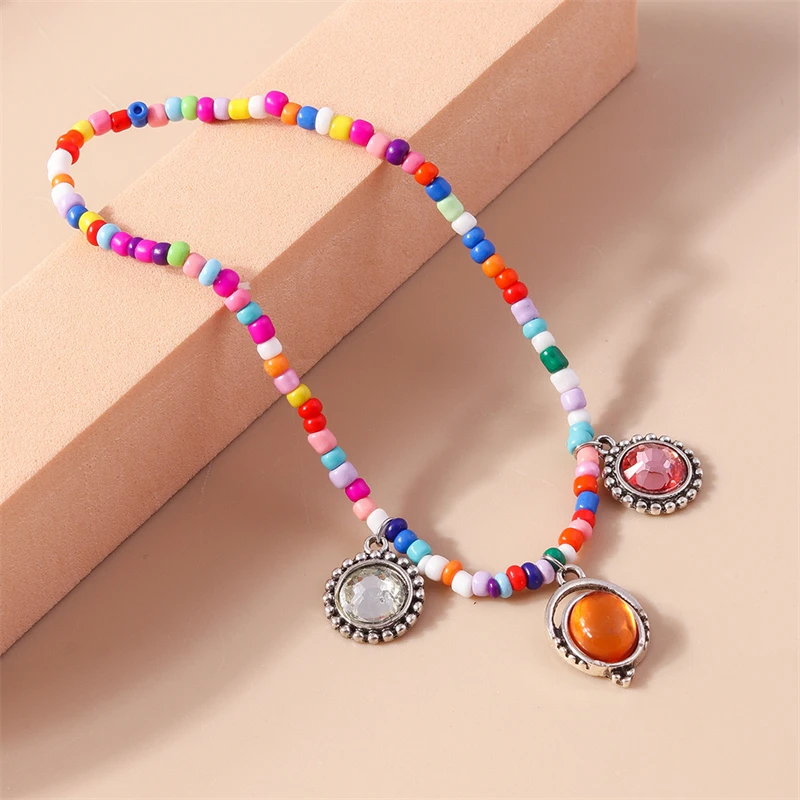 Böhmische handgefertigte Perlen-Fußkette für Frauen, runde Kristallanhänger, Fußkette, Armband für Mädchen, Urlaubs-Schmuckgeschenke – Detail 6