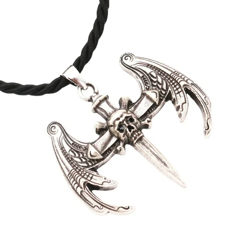 Collier Viking Legend Odin en métal, pendentif crâne, accessoires populaires européens et américains, chaîne d'auto-défense en plein air