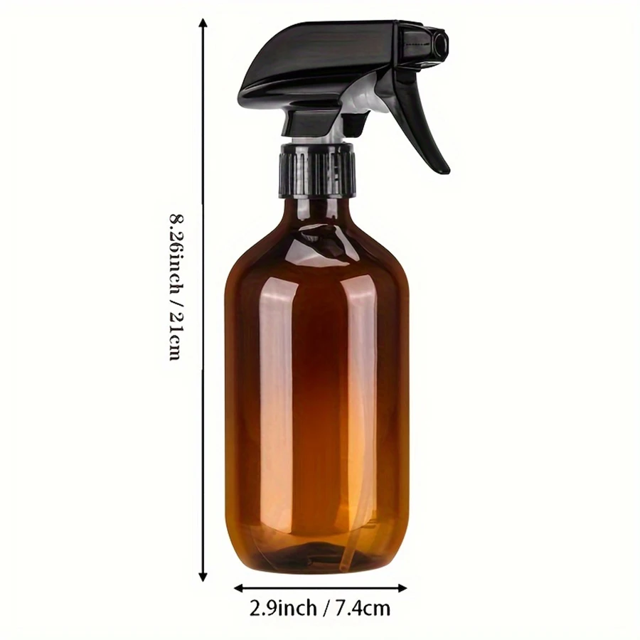 2er-Pack Leere Bernsteinfarbene Kunststoff-Sprühflaschen 16oz Nachfüllbare Flasche für Ätherische Öle Pflanzen Reinigungslösungen Haarspray Langlebig – Detail 7