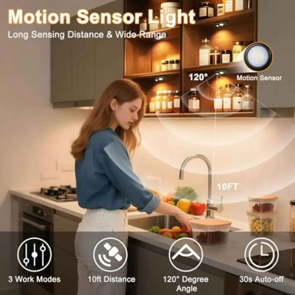 Type-c Motion Sensor Night Light Energy-Saving Wireless Rechargeable Night Light Auto Brightness Compact Design