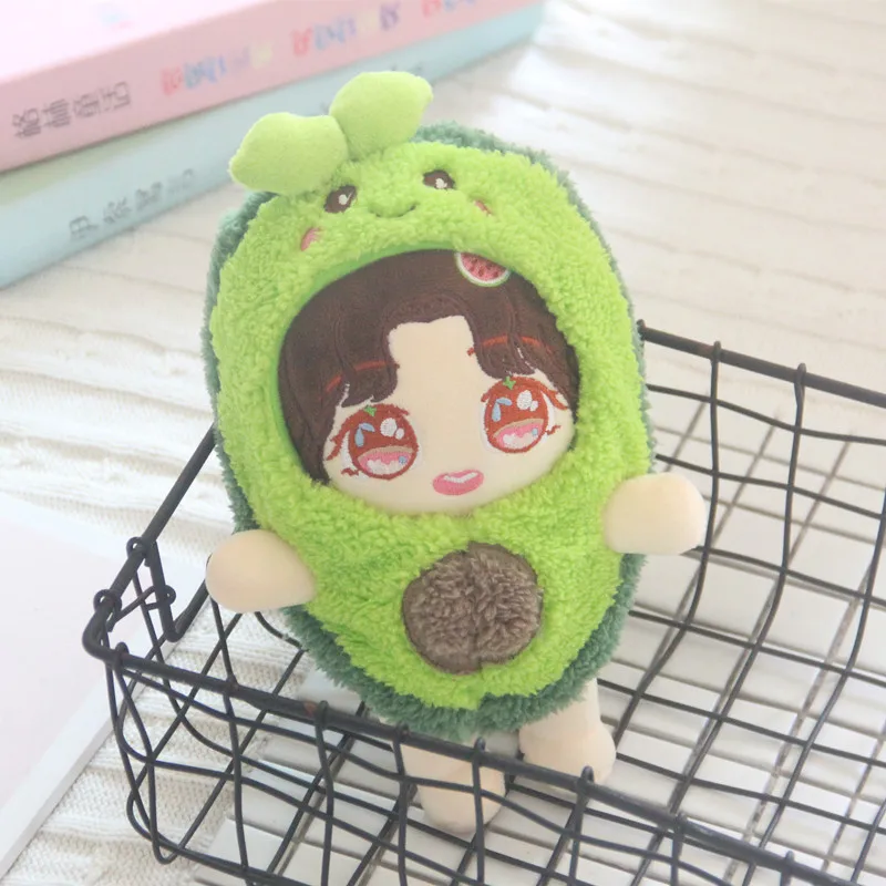 Cartoon Avocado Coat Doll Clothes, Kawaii Soft Plush Doll Clothes, Idol Doll Change Clothes Game,Fans, Girls Gifts, 20cm,10cm