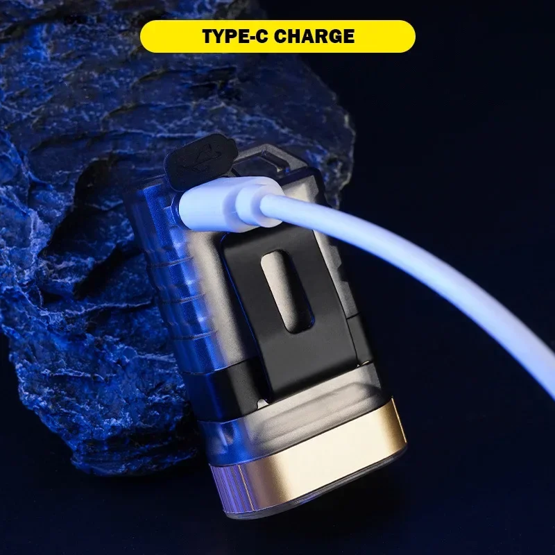 Pocket Emergency Light Mini LED Flashlight Waterproof Work Light Rechargeable Keychain Light 395nm UV Light Keychain Flashlight