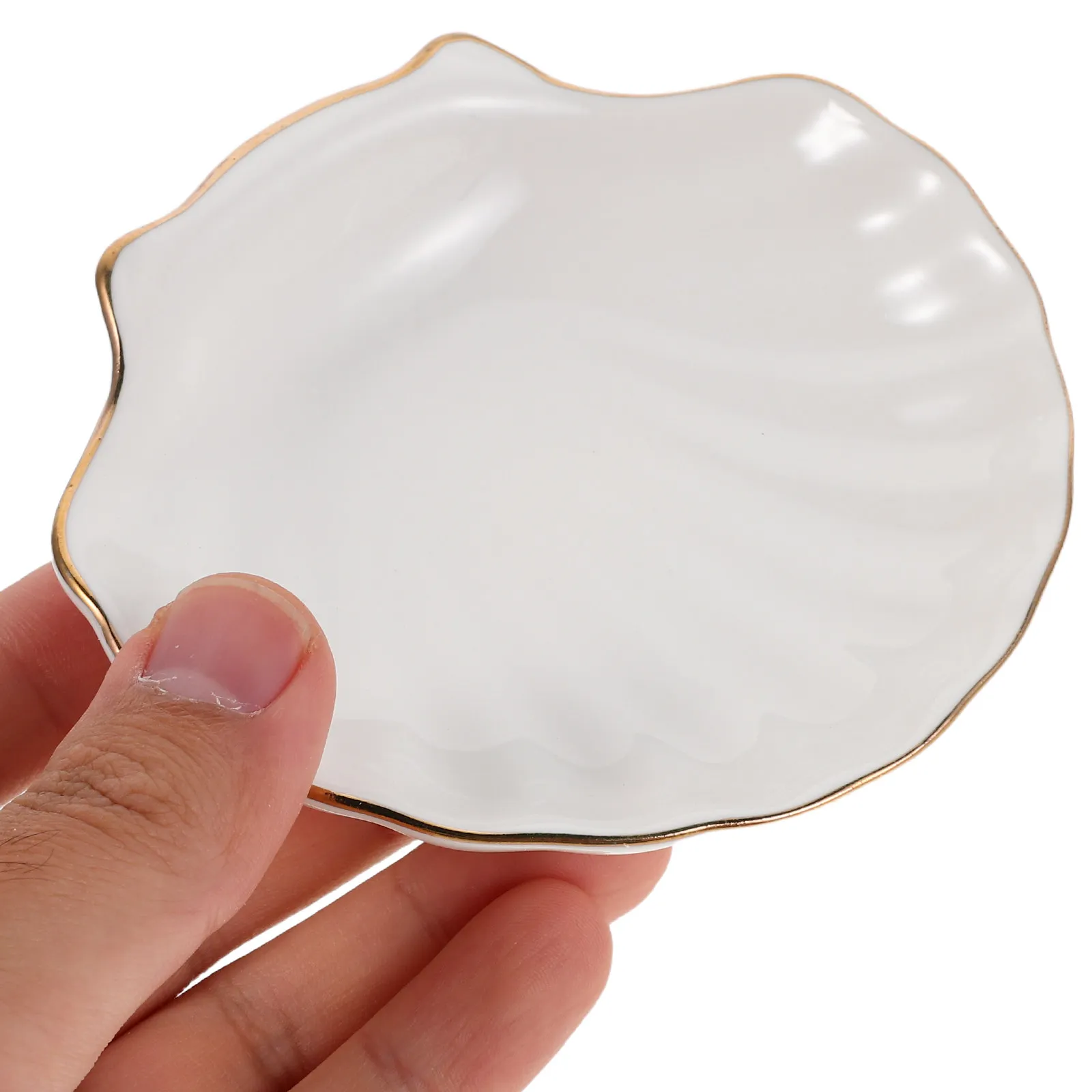 

Ceramic Trinket Tray Vintage Style Jewelry Dish Ring Holder for Women Decor Shell Dish for Jewelry Metal Serving Holder