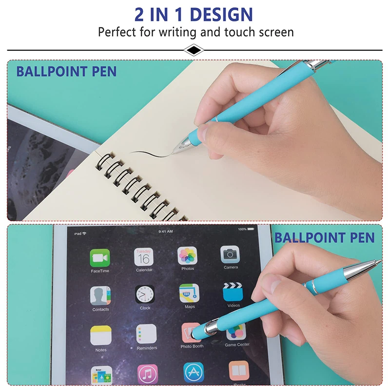 Penna a sfera retrattile con stilo 2 in 1 da 10 pezzi con punta a stilo penna a sfera con inchiostro nero penna stilo in metallo per Touch screen
