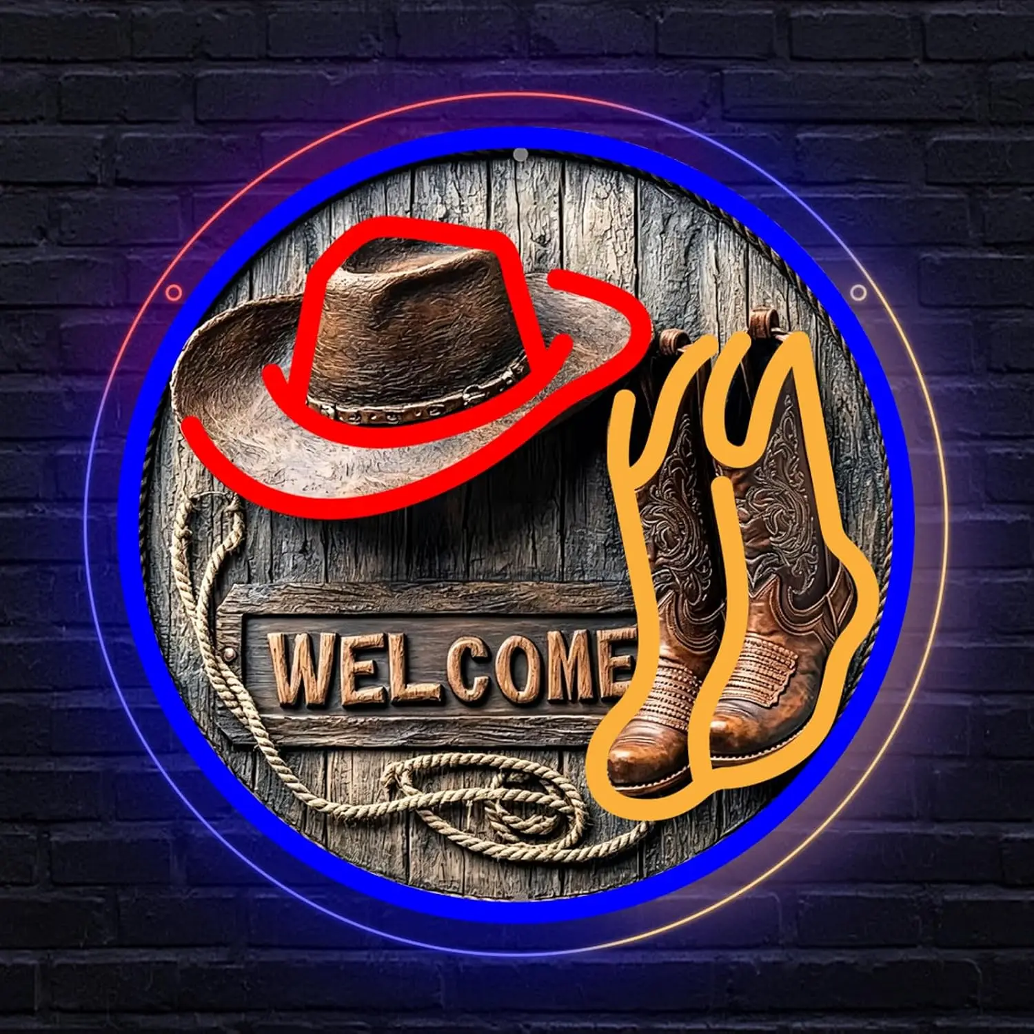 Western Cowboy LED Neon Sign USB Neon Light Decor for Bar Man Cave Farm Home Wall Art Country Style Decoration Night Lamp