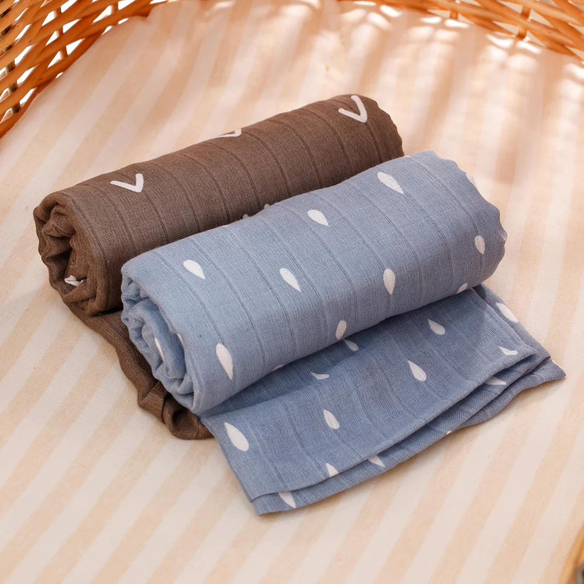 

Kangobaby #My Soft Life# 2024 New 2pcs Set Bamboo Cotton Baby Muslin Swaddle Blanket Newborn Wrap Infant Quilt 120x110cm