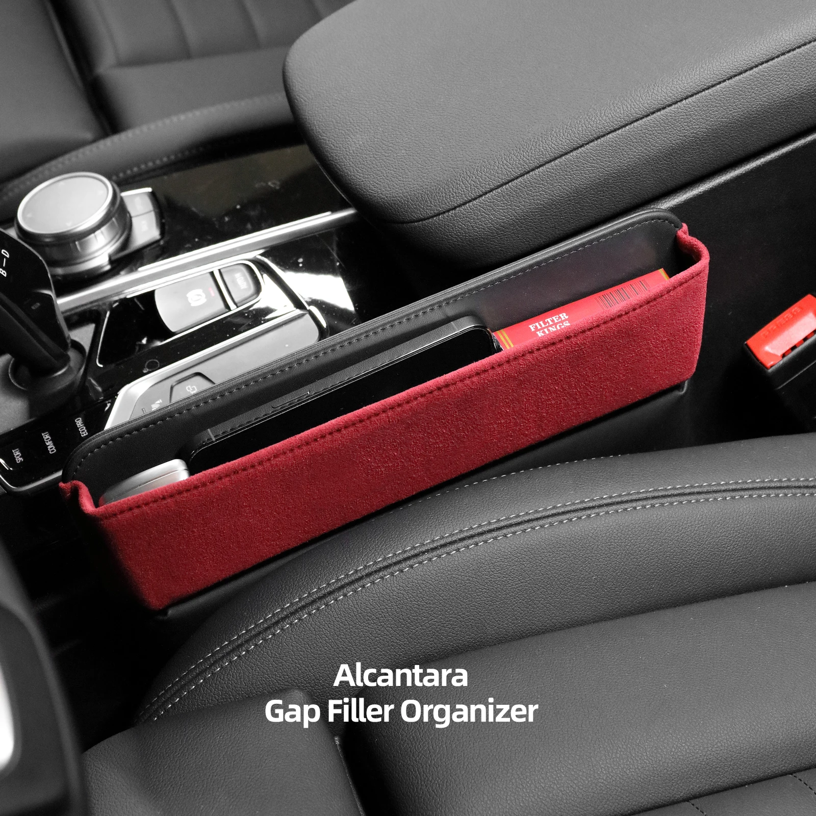 Alfanxi Car Seat Gap Filler Organizer Storage Box Universal Fit  Alcantara Front Seat Gap Filler Fit for Most Vehicles