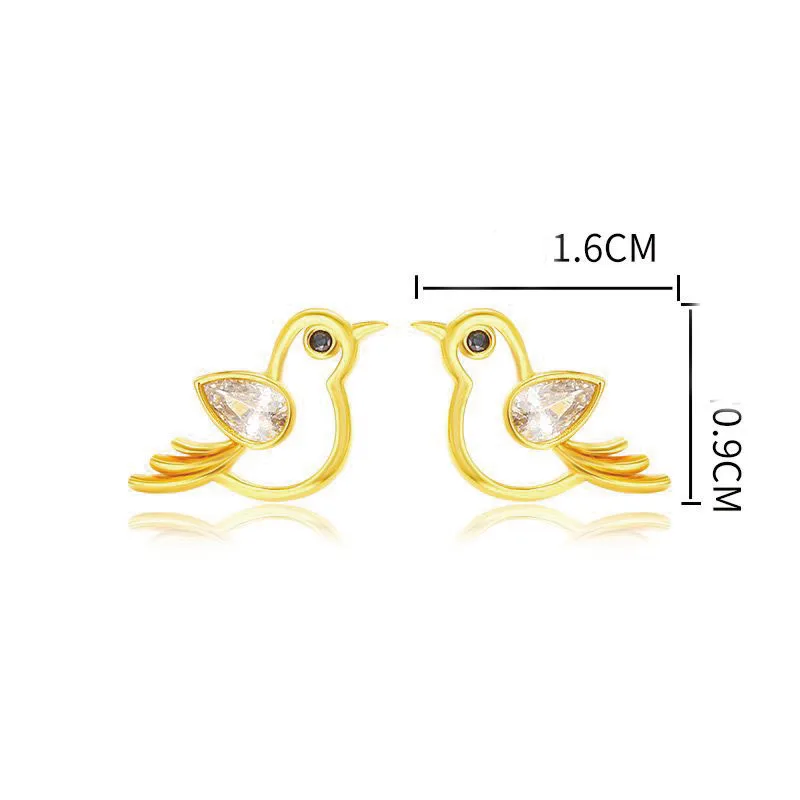 أقراط زركون جميلة للحمام للنساء ، مجوهرات أنيقة ، مطلية بالذهب الخالص ، خالية من النيكل ، سعر الجملة #6