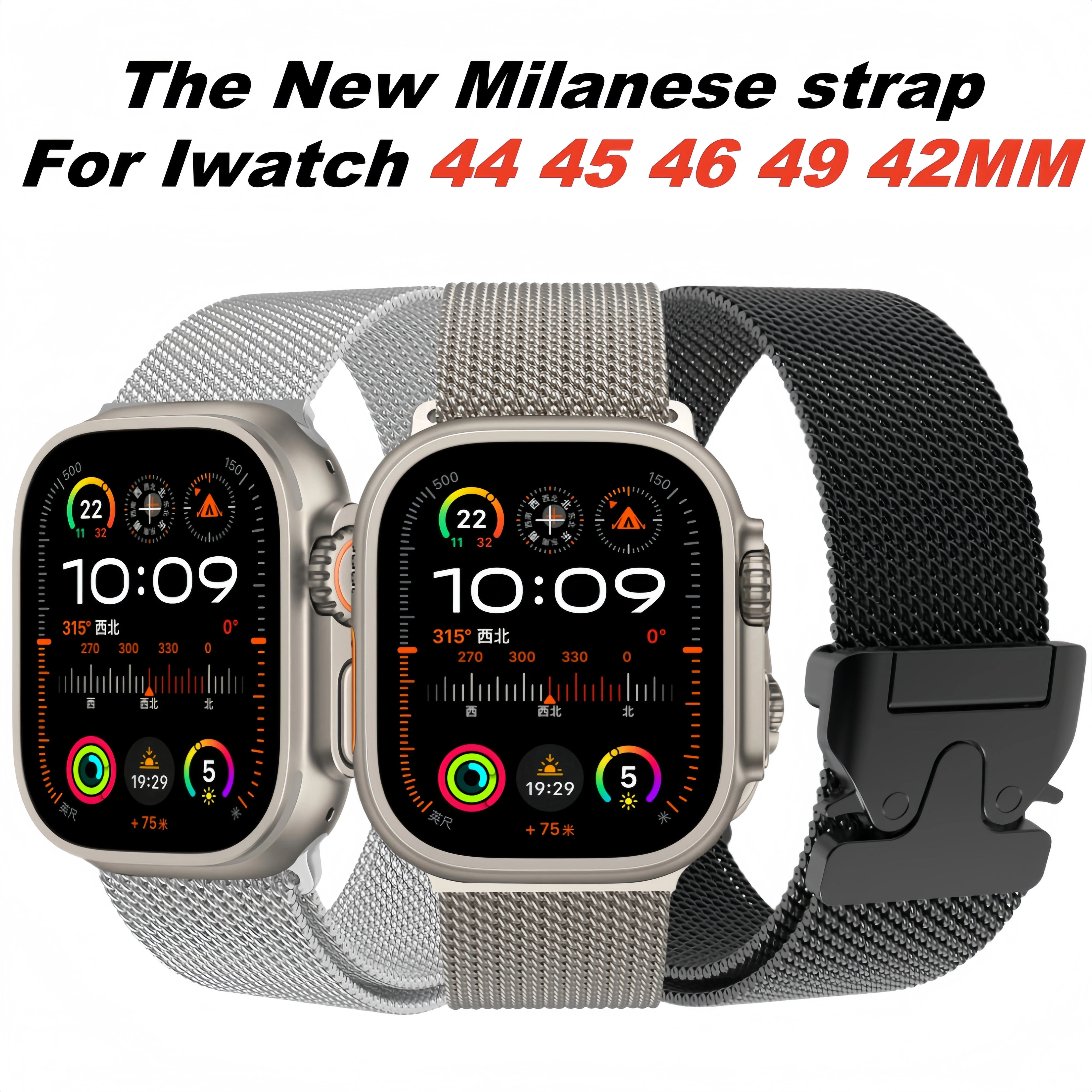 

Official Metal Band For Apple Watch 44MM 49MM 45MM 42MM Stainless Steel Milanese Strap for IWatch Series 5 Ultra 10 9 8 7 6 4 SE