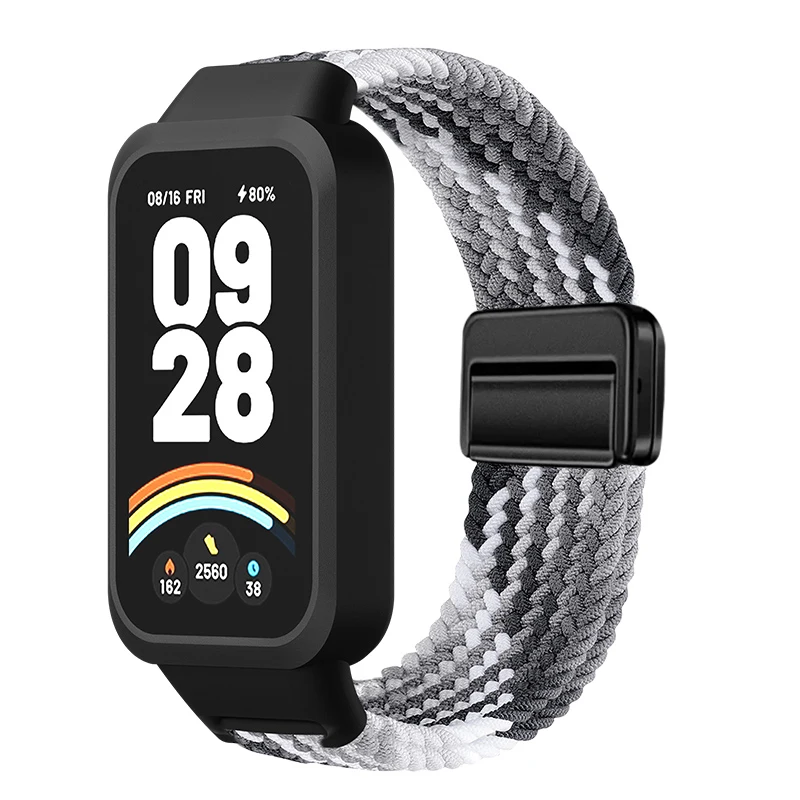 Magnetisches geflochtenes Armband + Schutzhülle für Xiaomi Smart Mi Band 9 8 Active Zubehör Sport Nyon Loop Armband + Abdeckung Correa Redmi Band 3 2 – Detail 5