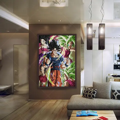 일본 애니메이션 드래곤 볼 Z 포스터 캔버스 페인팅 Wukong Vegeta 슈퍼 사이어인 벽 아트 장식 그림 크리스마스 어린이 선물