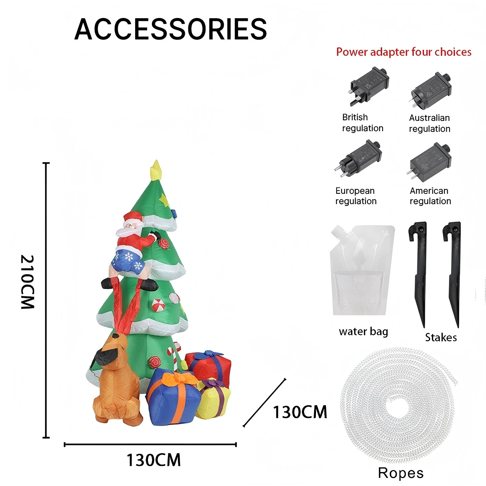 6.89FT Christmas Inflatable Toy Tree Dog Santa Claus Decorations With LED Xmas Decor for Yard Lawn Party Xmas Home Supplies Gift