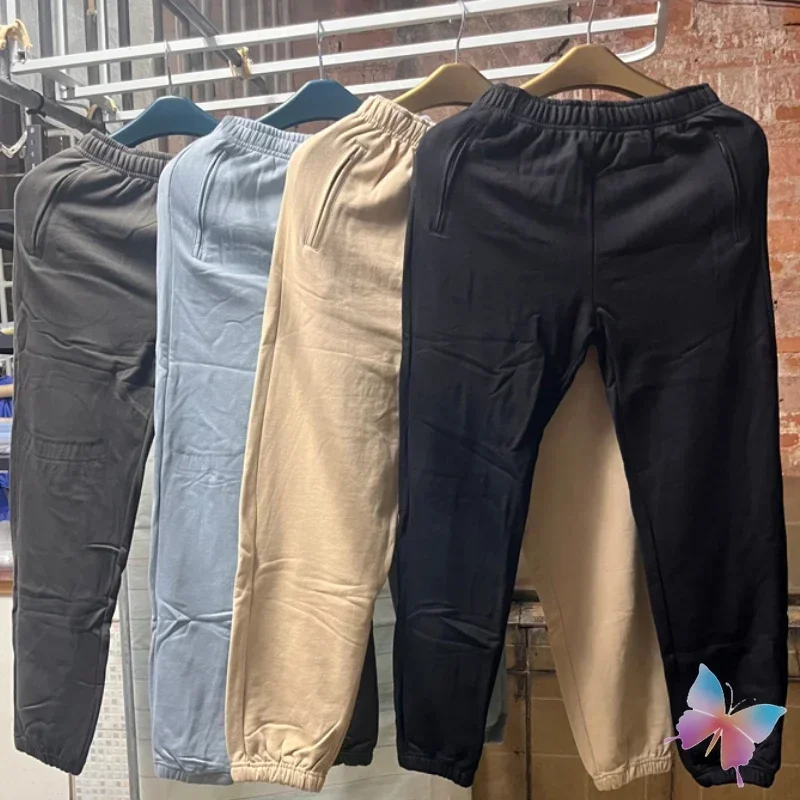 High Street Kanye Season6 Sweatpants Blank Vintage Terry Elastic Waist Zipper Pocket Pants Oversized Men Women Kanye Trousers