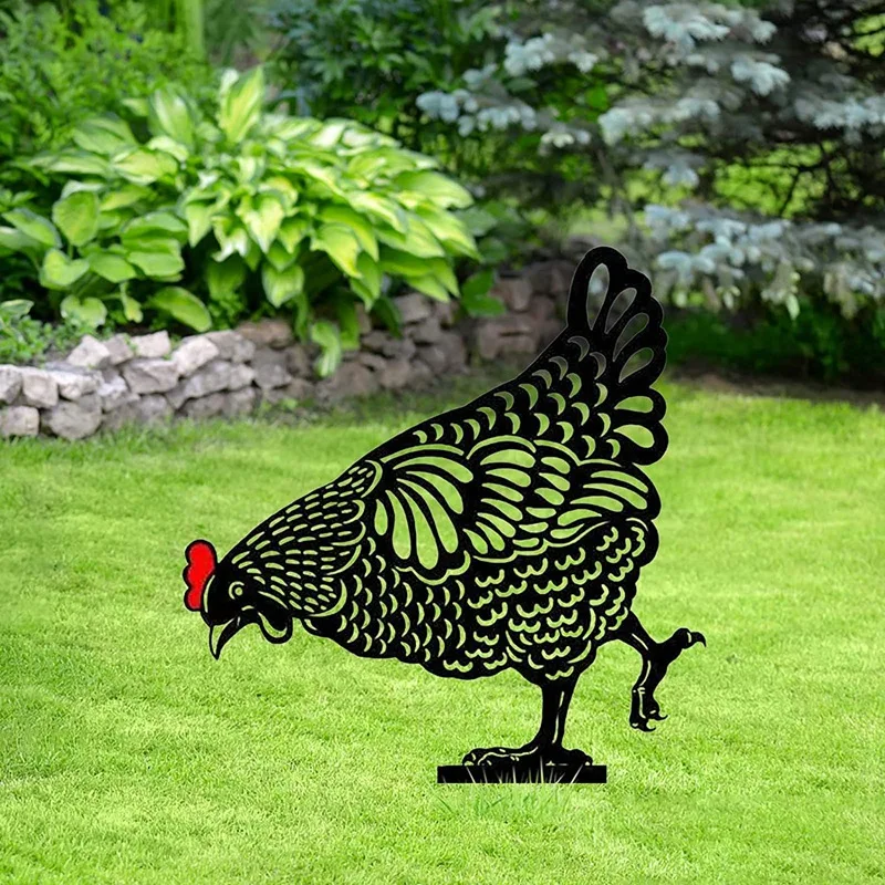 庭の装飾のためのアクリル鶏のシルエット,庭の彫像,ヤード,芝生,5個