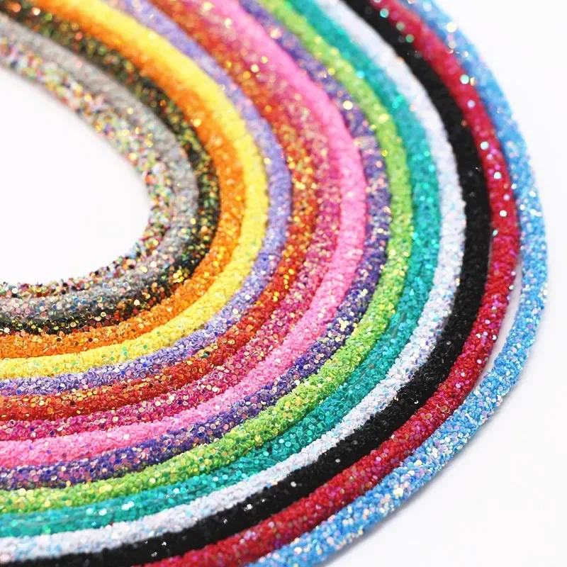 Glitter Sequins Rope 6mm Soft Tube Rope String for Clothing Shoes Accessories DIY Crafts Jewelry Party Bracelet Making Material