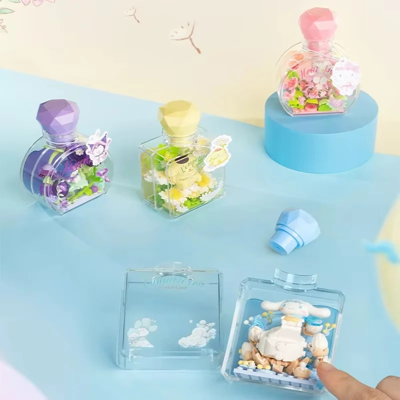 

Wonder Moon Sanrio Blind Box Bricks DIY Wish Bottle With Light Hello Kitty Cinnamoroll My Melody Birthday Gift For Girls