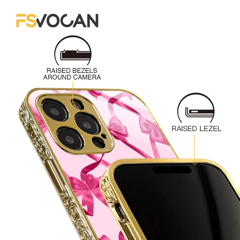 On Pointe かわいい花ゴールデン電話ケース iPhone 16 15 14 13 12 11 プロマックスかわいいトレンディなコケットピンクの弓バレエスリッパ