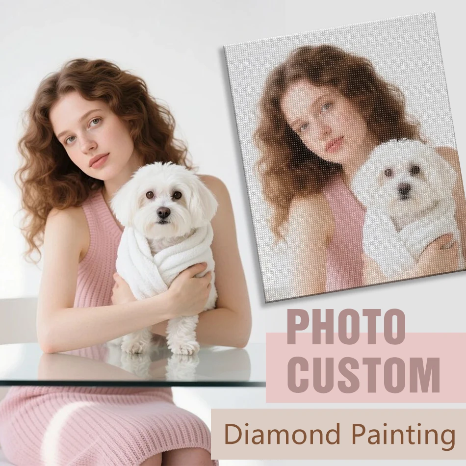 RUOPOTY Anpassbares Diamant-Mosaik mit Ihrem eigenen Foto, Diamantmalerei, vollständige quadratische und runde Dekoration, Wohnzimmer, Urlaubsgeschenke