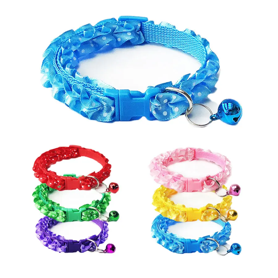 طوق كلب صغير مع جرس ، قلادة القط الدانتيل ، طوق جرو نقطة ، سلسلة لطيف ، لوازم هريرة قابلة للتعديل ، ملحق #1