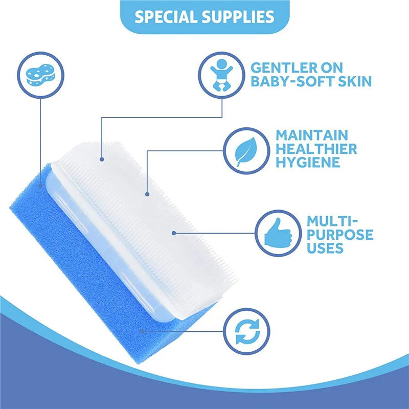 B78B-Baby Bath Sponge (30 Pieces) Soft Foam Washer With Cradle Cap Brush Body,Hair And Scalp Clean Gentle Baby Sensory Brush