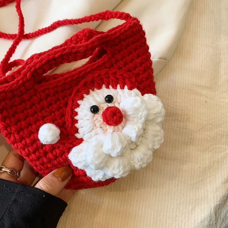 Crochet Crossbody saco pequeno, Papai Noel mão costurar fios acabados, Saco de abóbora de Halloween, Saco pequeno de mão pai-filho