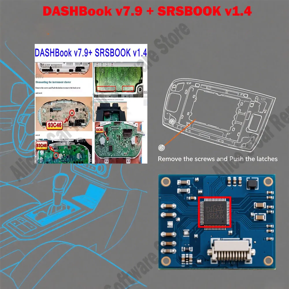 

Latest DASHBook v7.9 + SRSBOOK v1.4 Airbag Instrument Cluster Counter Dushbook Keygen Removal Disassembly free help Installation