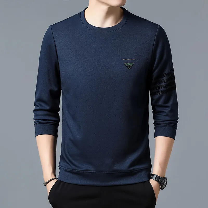 High-end and stylishTMen's Long Sleeve Crew Neck Sweatshirt Casual Fashion Simple Versatile Long Sleeve Pullover Top