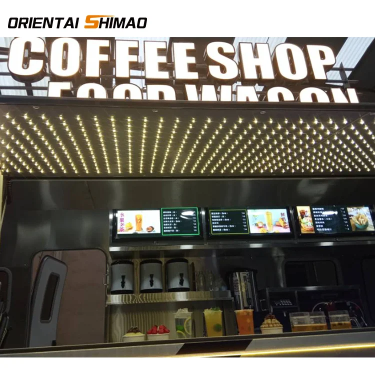 Airstream Food Trailer Coffee Bar Truck Mobile Kitchen Catering Equipment Ice Cream Bubble Tea Hot Dog Snack Cart with CE