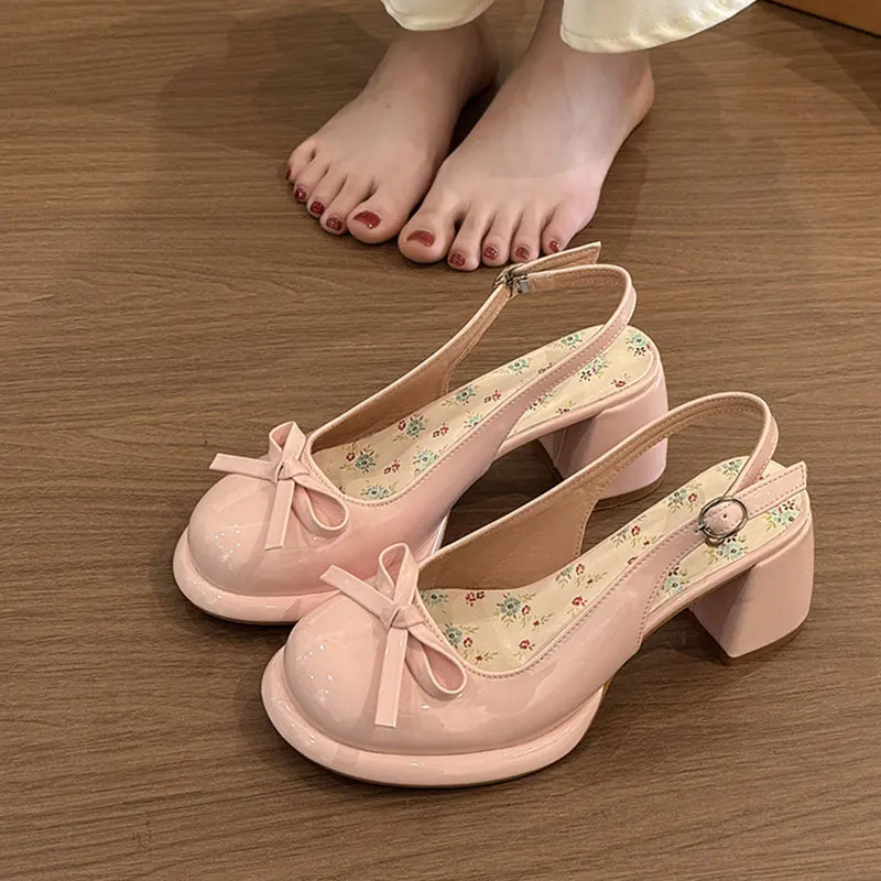 รองเท้าส้นหนาแบบสวมเปิดส้นประด - Women Formal Wear For Summer บทวิจารณ์และราคา