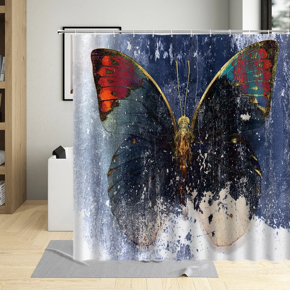 

Занавеска для душа с рисунком бабочки, художественный декор, полиэфирная ткань, водонепроницаемые занавески для ванной комнаты с крючками для гостиной