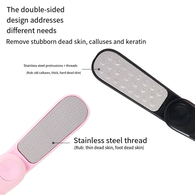 Lima per piedi professionale in acciaio inossidabile, pieghevole su due lati, per rimozione calli della pelle morta, strumenti per pedicure, grattugia esfoliante