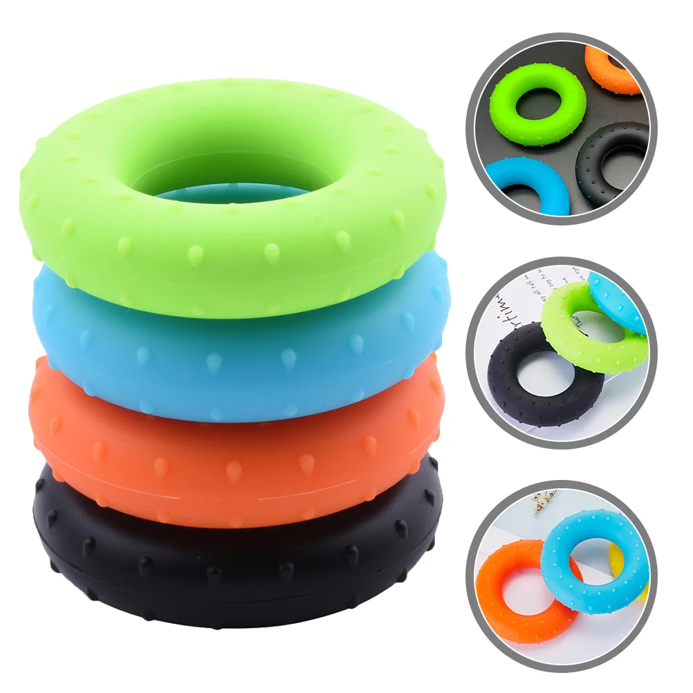 

4 Pcs Grip Exerciser Forearm Strengthener Trainers Thumb Hand Silica Gel Finger Massage Rings Set